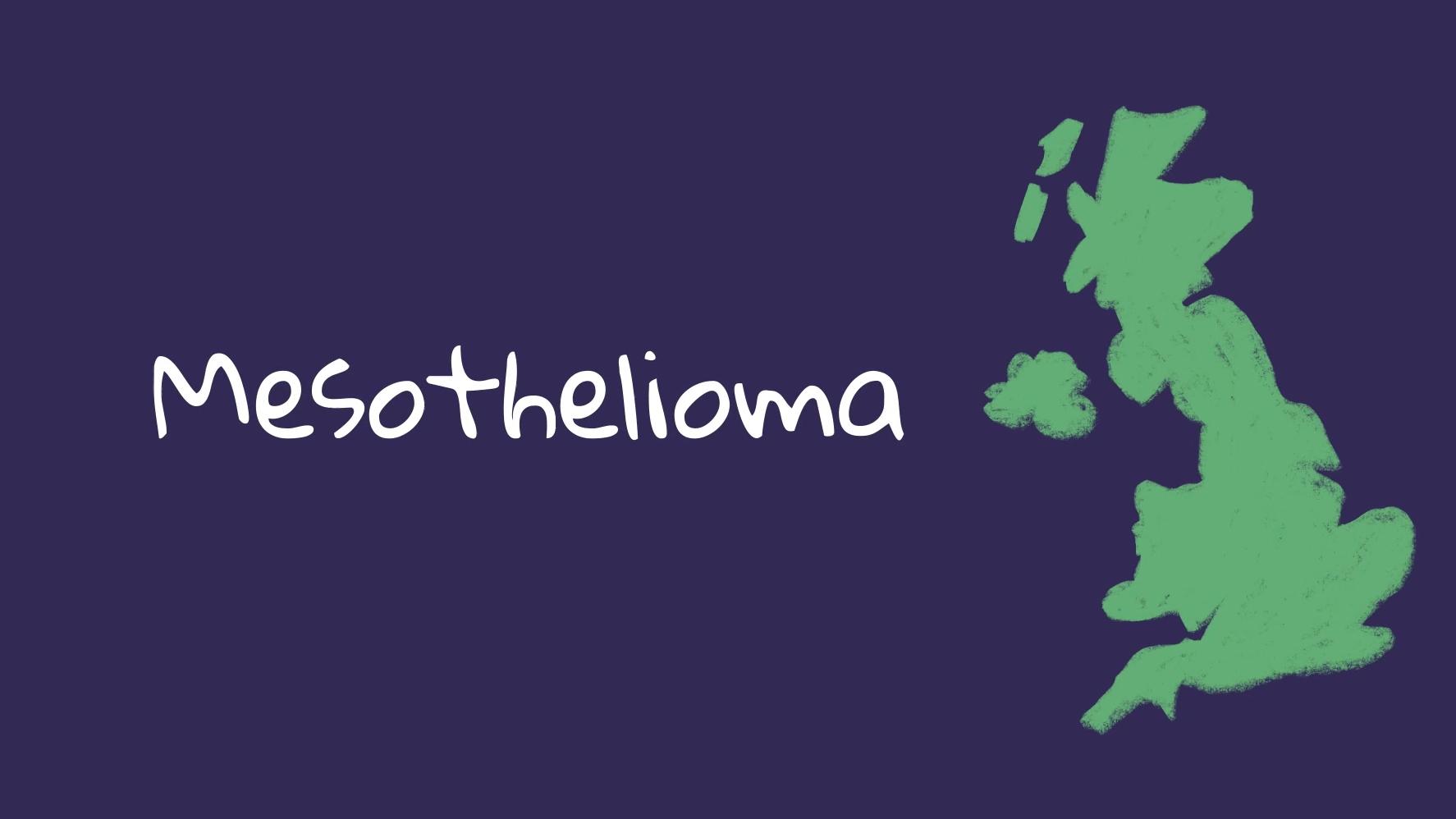 Illustration of the UK overlaid with the word "mesothelioma"