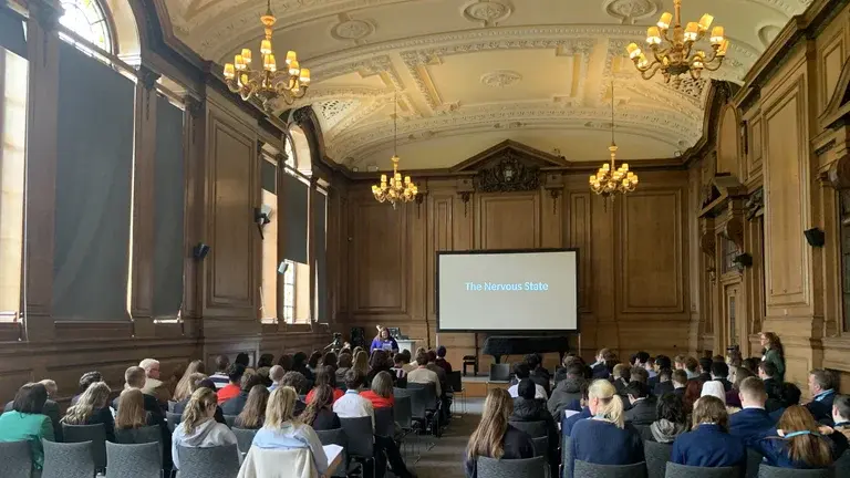 A screening of The Nervous State to a room full of school pupils