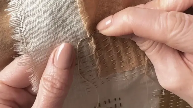 Close-up of hands sewing