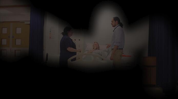 Image of a hospital ward seen through the eyes of someone with vision impairment