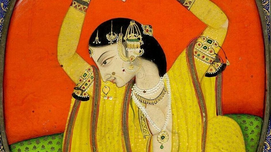 Indian artwork depicting a woman dancing