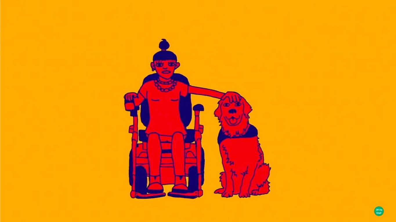Illustration of a dog and their owner