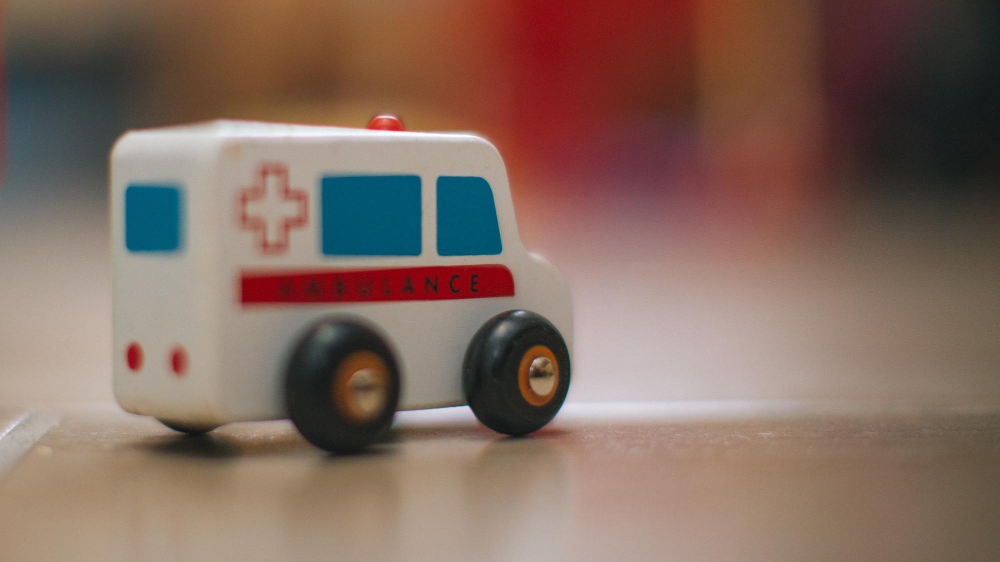 A model of an ambulance on a table