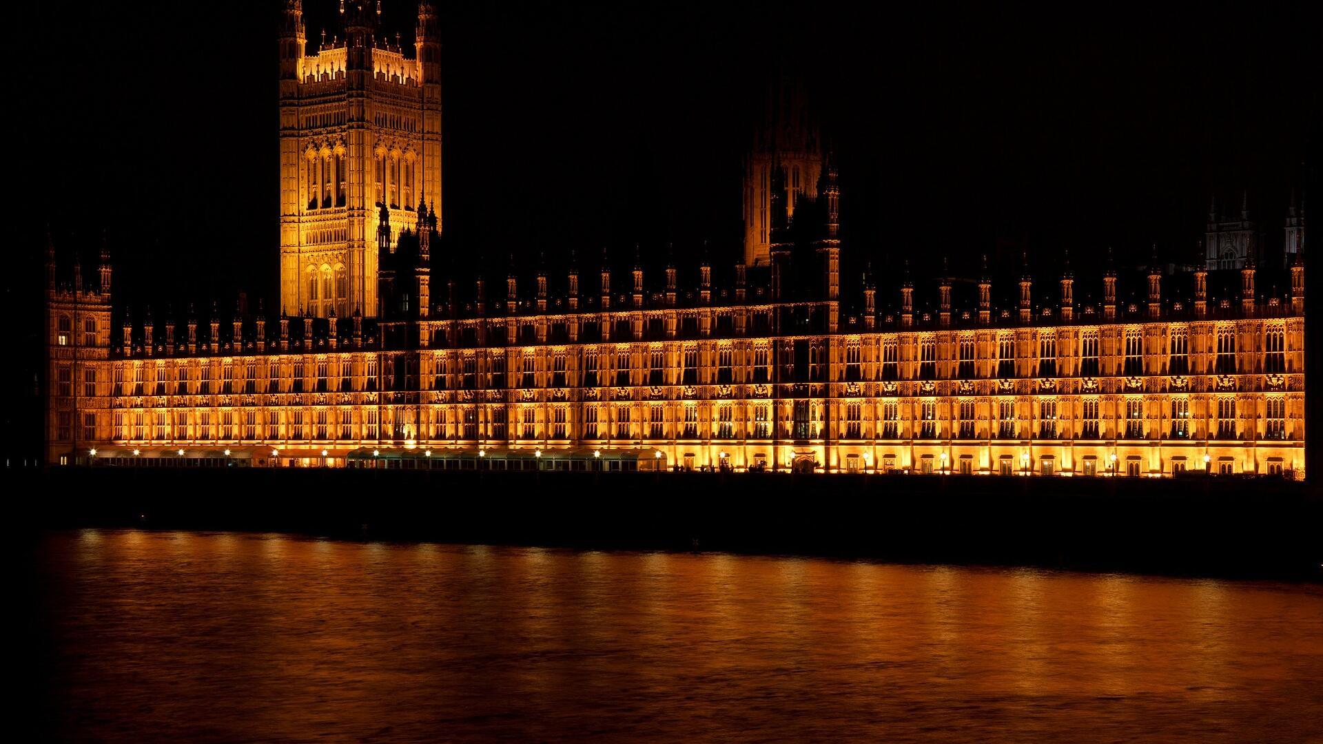 Westminster lit up at night