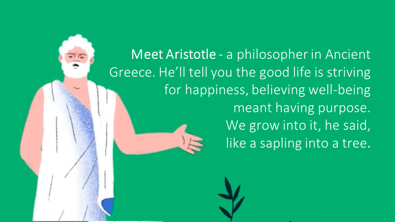 Illustration exploring Aristotle's view of a good life