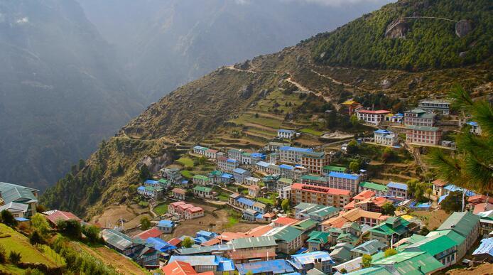 A settlement on a hillside in Nepal